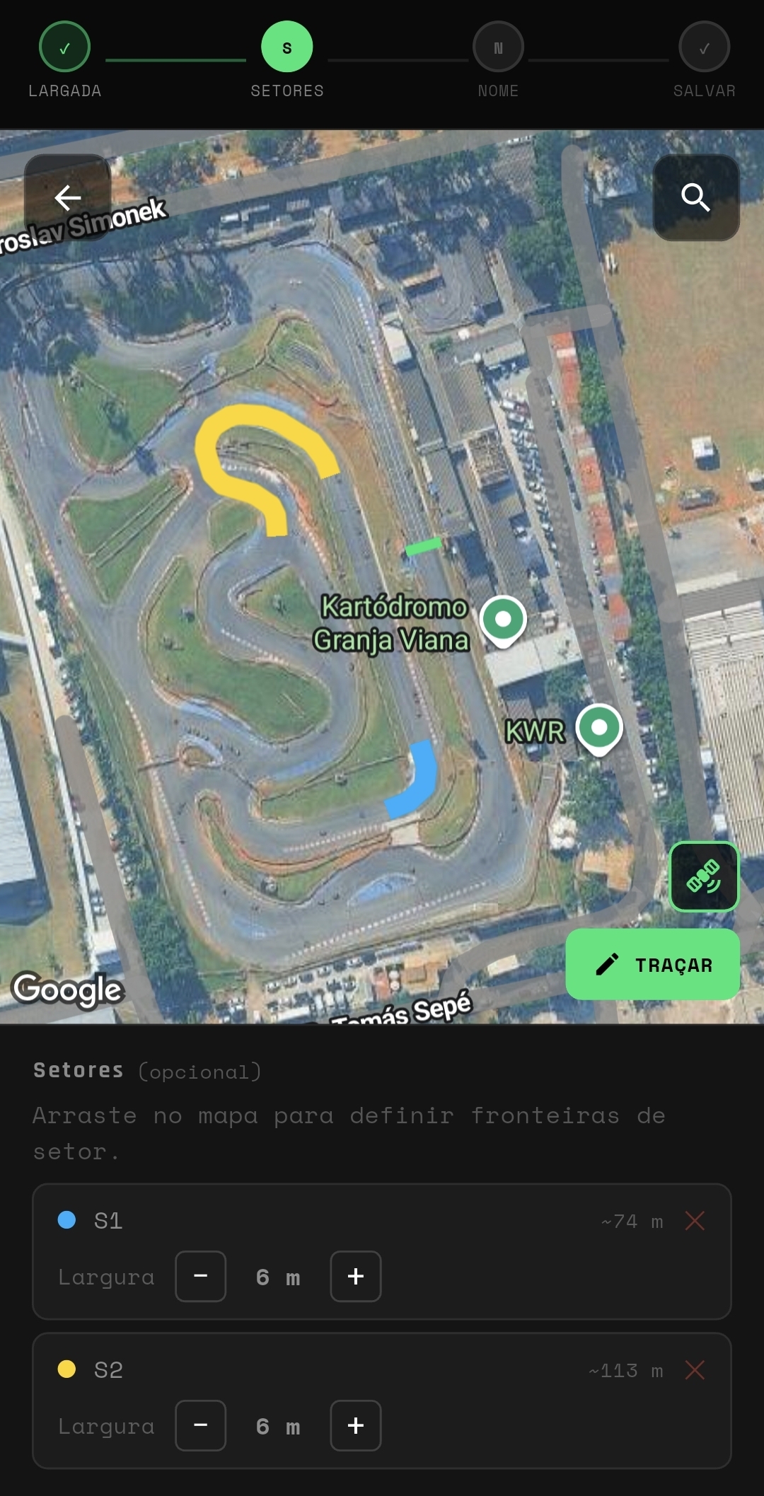 Configuração de traçado
